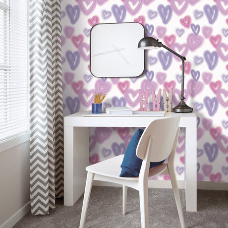 Galerie Kids and Teens Neon Hearts Purple Wallpaper G78574
