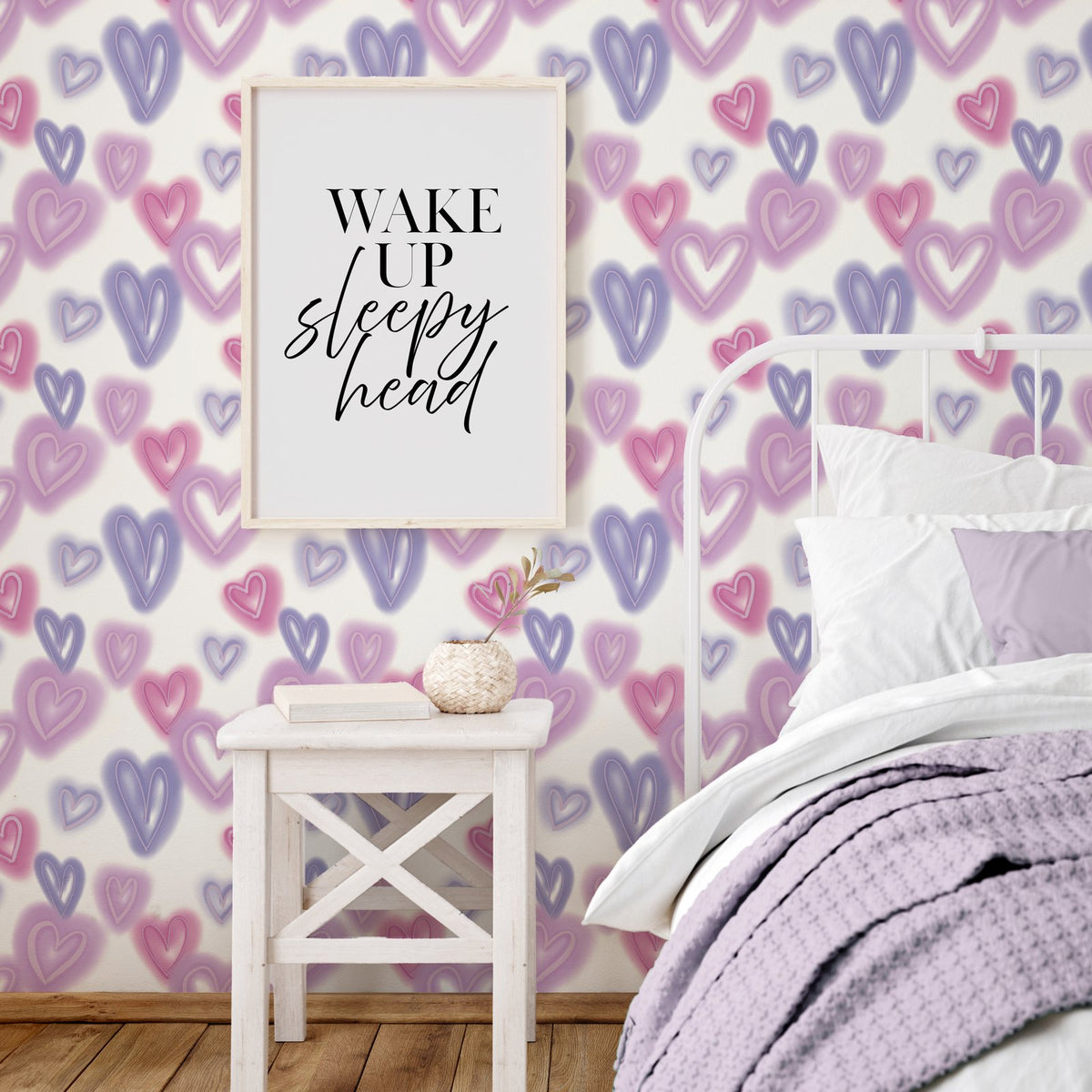 Galerie Kids and Teens Neon Hearts Purple Wallpaper G78574