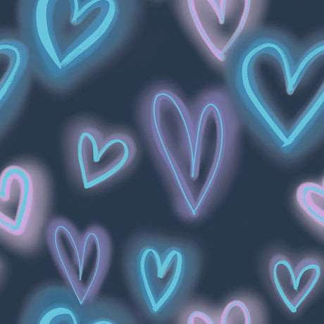 Galerie Kids and Teens Neon Hearts Blue Wallpaper G78575