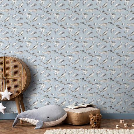 Galerie Kids and Teens Sharks Blue Wallpaper G78591