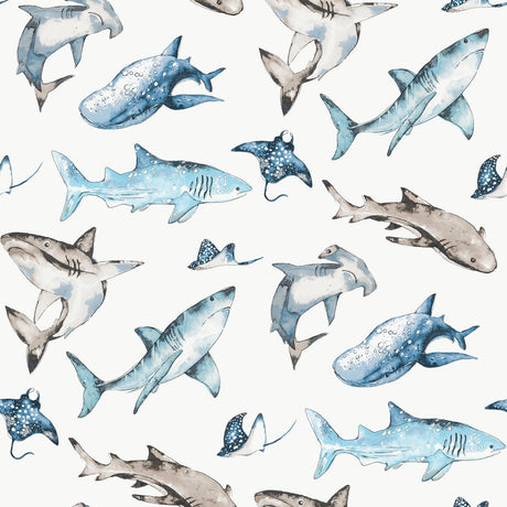 Galerie Kids and Teens Sharks Blue Wallpaper G78592