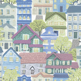 Galerie Kids and Teens Whimsical Houses Blue Wallpaper G7860