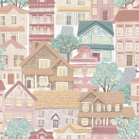 Galerie Kids and Teens Whimsical Houses Beige Wallpaper G786