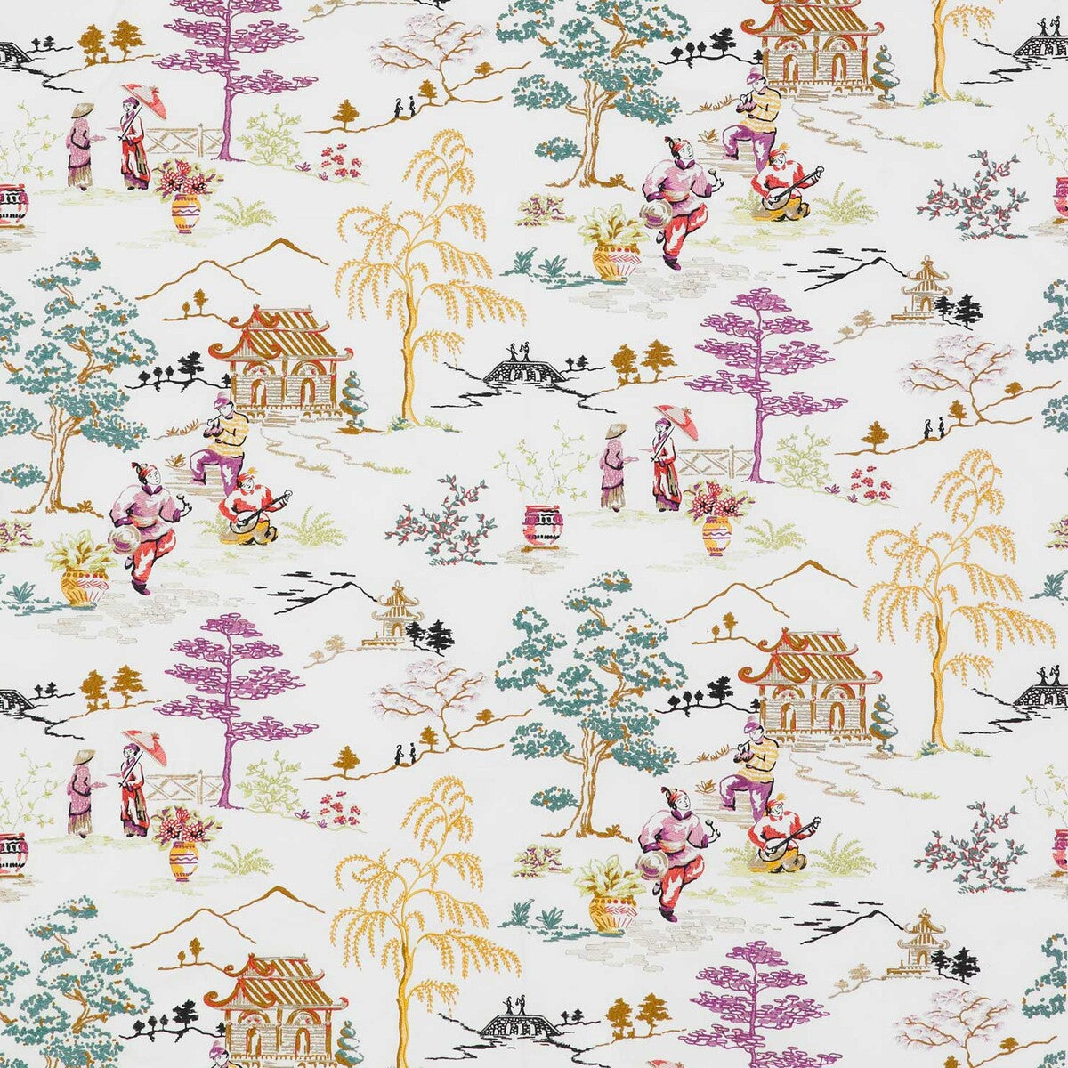 GASTON Y DANIELA GDT5182.001.0 CLAIRE MULTI Fabric - Eade's Wallpaper