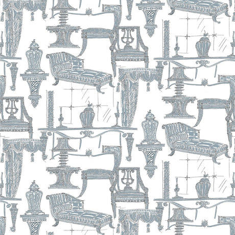 GASTON Y DANIELA GDT5187.003.0 BLANCA BLANCO/AZUL Fabric - Eade's Wallpaper