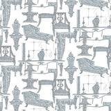 GASTON Y DANIELA GDT5187.003.0 BLANCA BLANCO/AZUL Fabric - Eade's Wallpaper