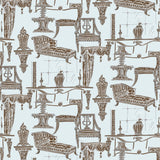 GASTON Y DANIELA GDT5187.004.0 BLANCA AZUL/CHOCOLATE Fabric - Eade's Wallpaper