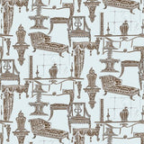 GASTON Y DANIELA GDT5187.004.0 BLANCA AZUL/CHOCOLATE Fabric - Eade's Wallpaper