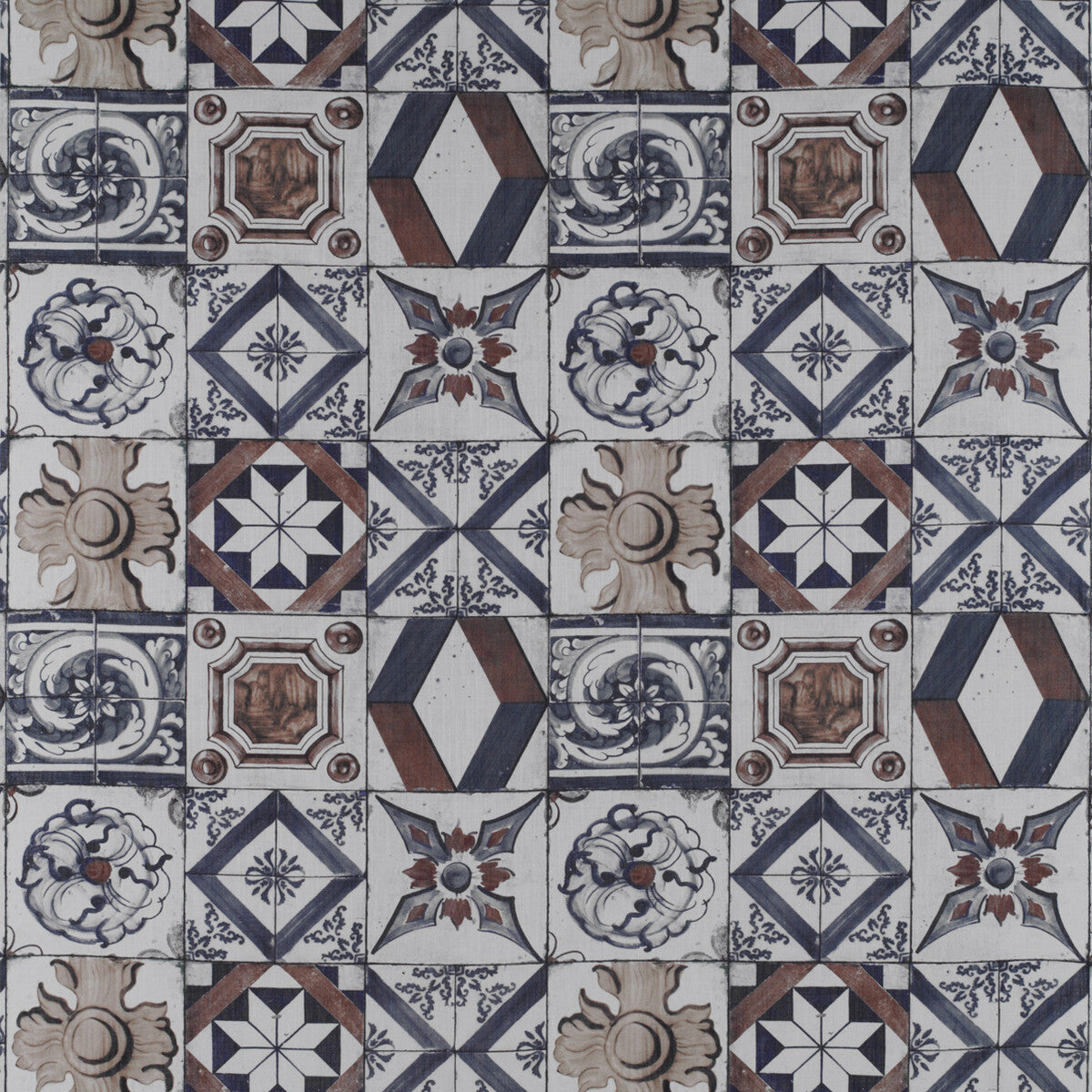 GASTON Y DANIELA GDT5332.002.0 TRASTEVERE AZUL/TABACO Fabric - Eade's Wallpaper