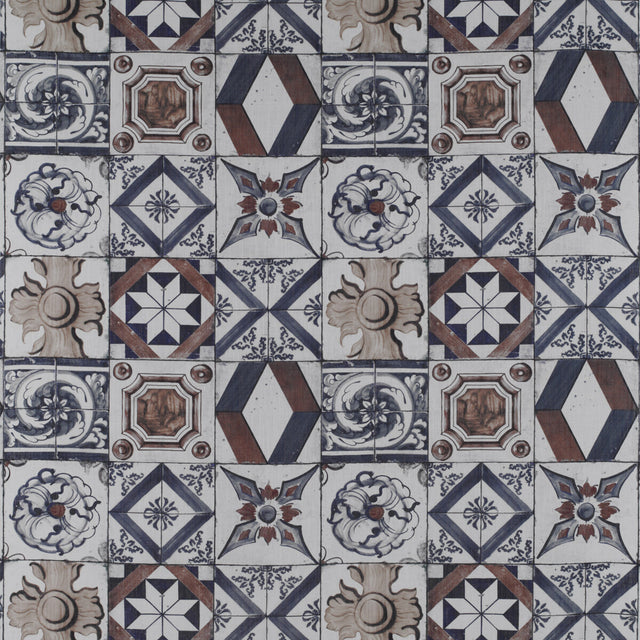 GASTON Y DANIELA GDT5332.002.0 TRASTEVERE AZUL/TABACO Fabric - Eade's Wallpaper