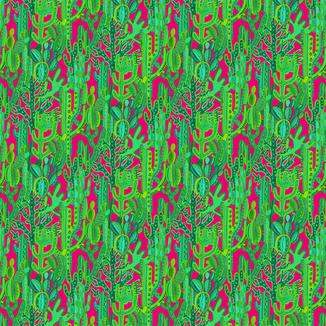 GASTON Y DANIELA GDT5491.002.0 CACTUS ROSA/VERDE Fabric - Eade's Wallpaper