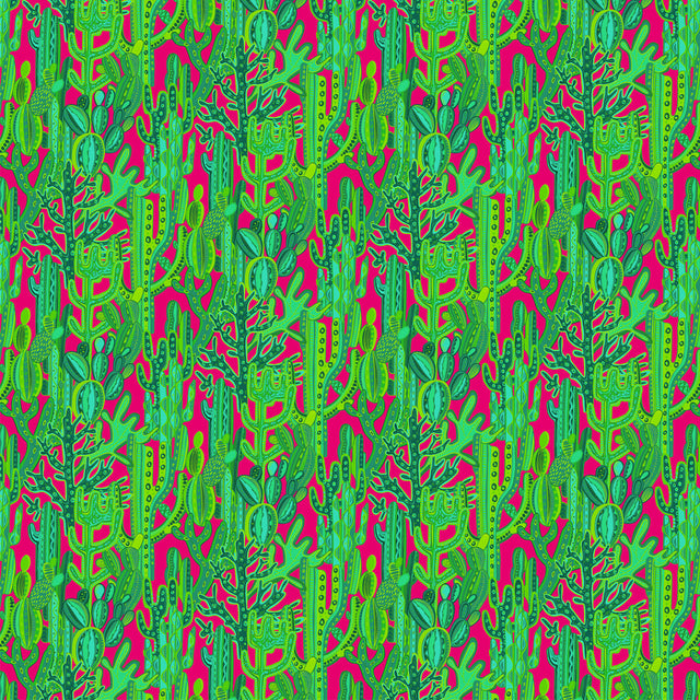 GASTON Y DANIELA GDT5491.002.0 CACTUS ROSA/VERDE Fabric - Eade's Wallpaper