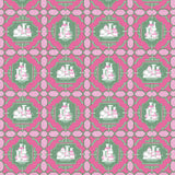 GASTON Y DANIELA GDT5544.001.0 PORCELANAS ROSA/VERDE Fabric - Eade's Wallpaper