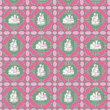 GASTON Y DANIELA GDT5544.001.0 PORCELANAS ROSA/VERDE Fabric - Eade's Wallpaper