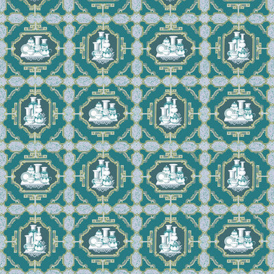 GASTON Y DANIELA GDT5544.003.0 PORCELANAS ESMERALDA Fabric - Eade's Wallpaper