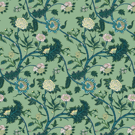 GASTON Y DANIELA GDT5545.002.0 PALAMPORE VERDE Fabric - Eade's Wallpaper