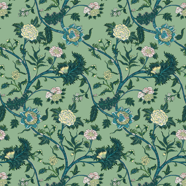 GASTON Y DANIELA GDT5545.002.0 PALAMPORE VERDE Fabric - Eade's Wallpaper