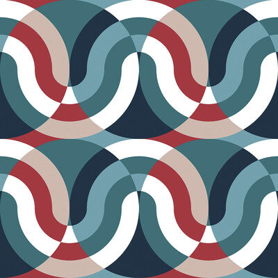 GASTON Y DANIELA GDT5624.001.0 KIMI AZUL/ROJO Fabric - Eade's Wallpaper