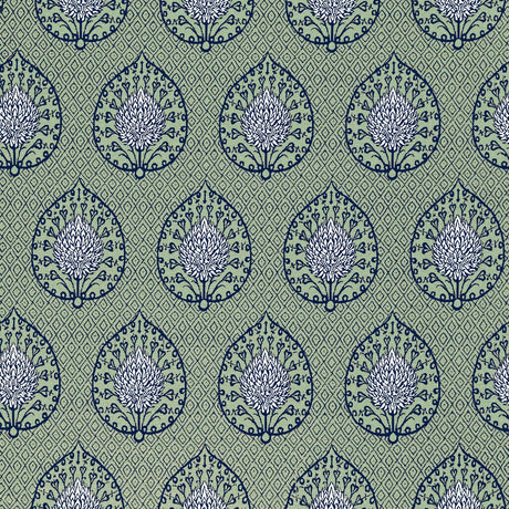 GASTON Y DANIELA GDT5692.002.0 PALMETA FONDO VERDE Fabric - Eade's Wallpaper