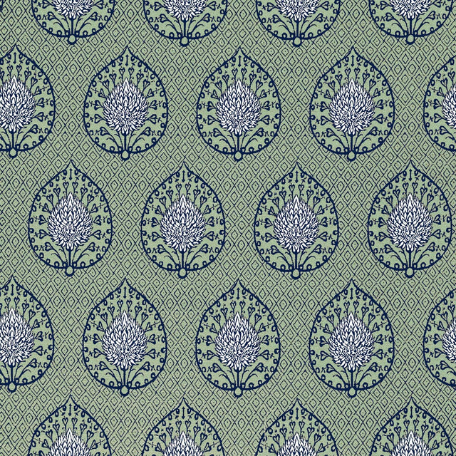 GASTON Y DANIELA GDT5692.002.0 PALMETA FONDO VERDE Fabric - Eade's Wallpaper