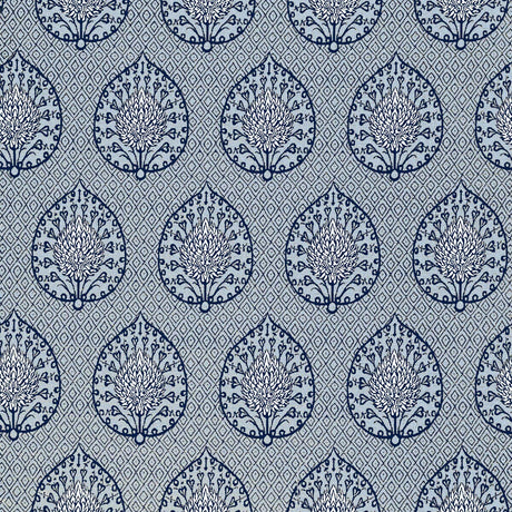 GASTON Y DANIELA GDT5692.003.0 PALMETA FONDO AZUL Fabric - Eade's Wallpaper