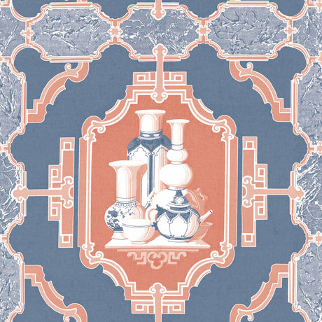 GASTON Y DANIELA GDW5445.004.0 PORCELANAS AZUL/ROJO Wallpaper - Eade's Wallpaper