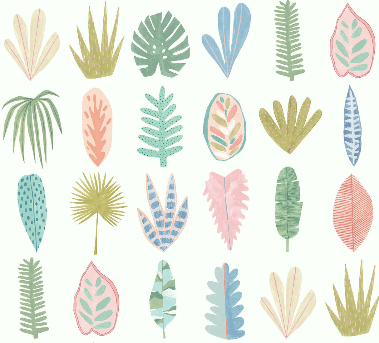 ohpopsi GHS50101W Leaf Boogie Pastel Tropical Mix Wallpaper