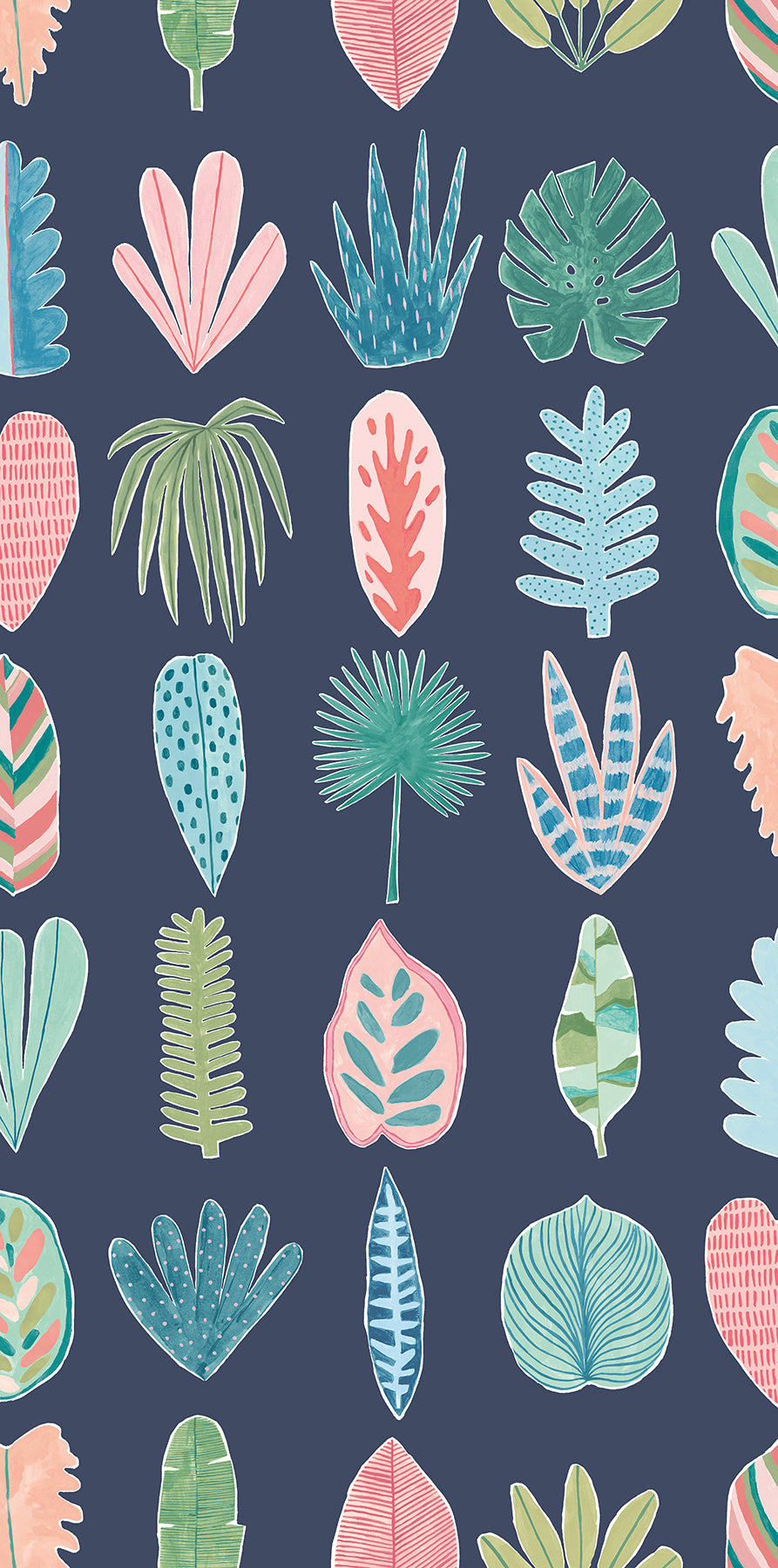 ohpopsi GHS50102W Leaf Boogie Denim Tropical Mix Wallpaper