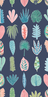 ohpopsi GHS50102W Leaf Boogie Denim Tropical Mix Wallpaper