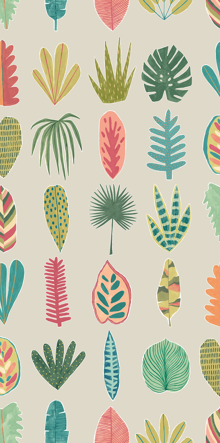 ohpopsi GHS50108W Leaf Boogie Neutral Tropical Mix Wallpaper