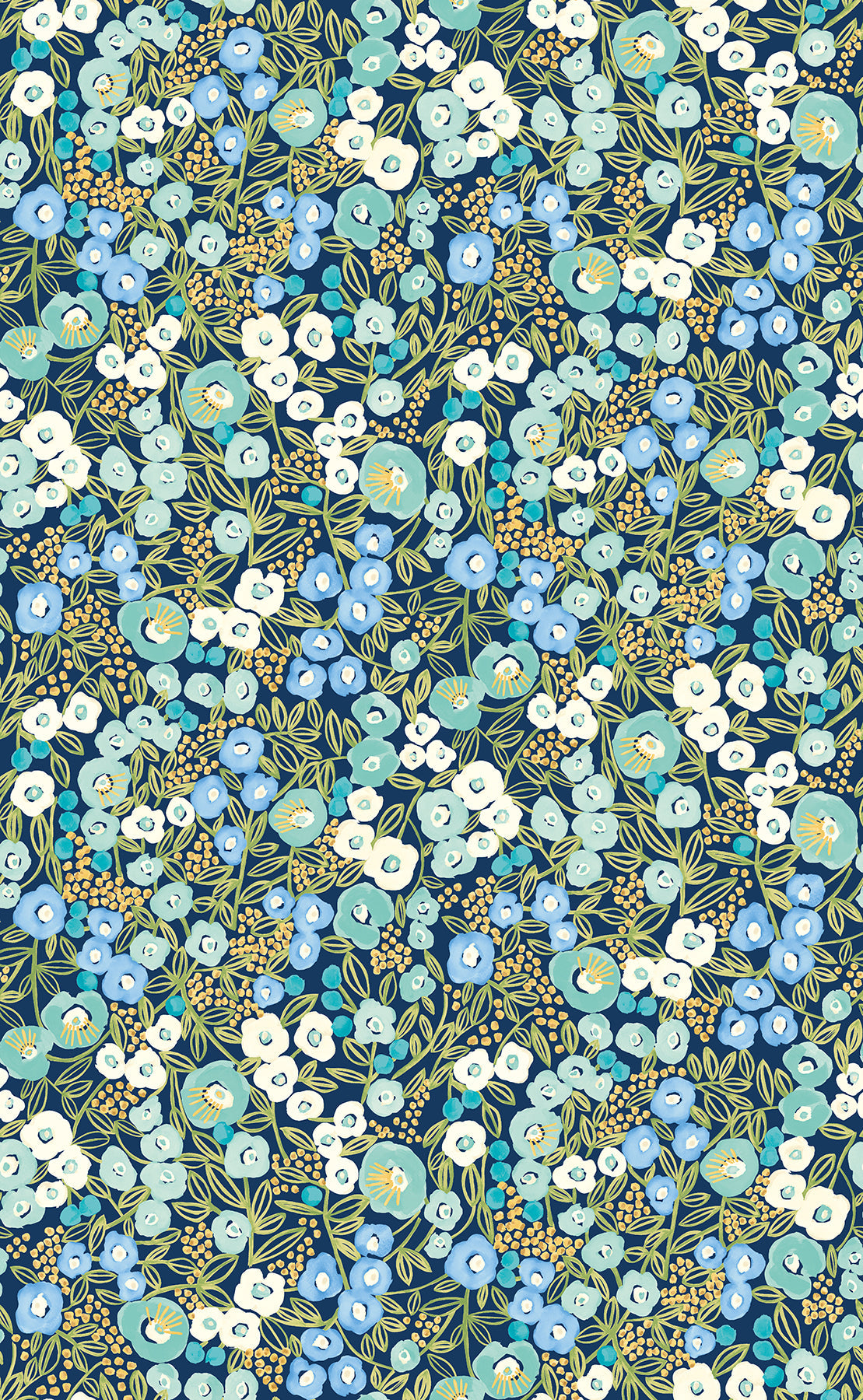 ohpopsi GHS50111W Flora Ditsy Blue Garden Wallpaper