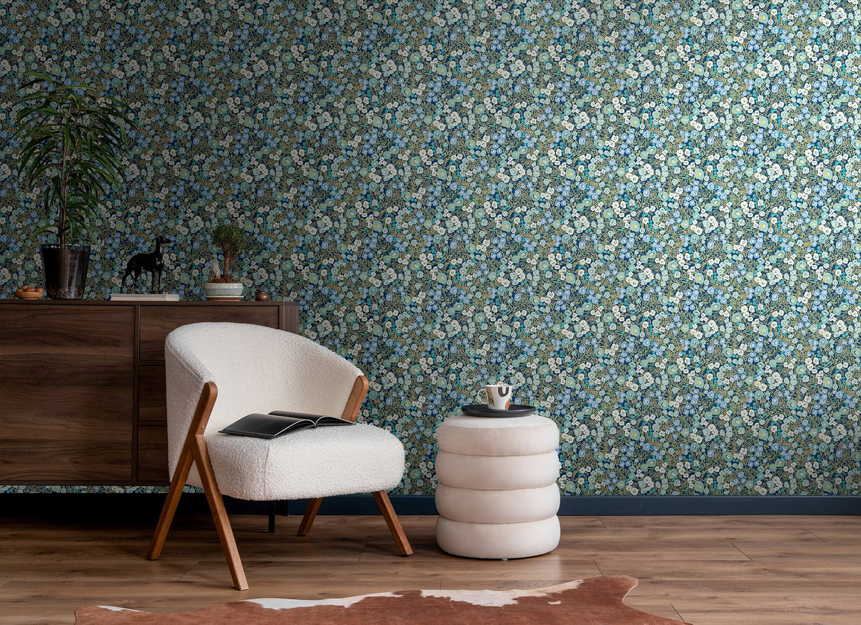 ohpopsi GHS50111W Flora Ditsy Blue Garden Wallpaper