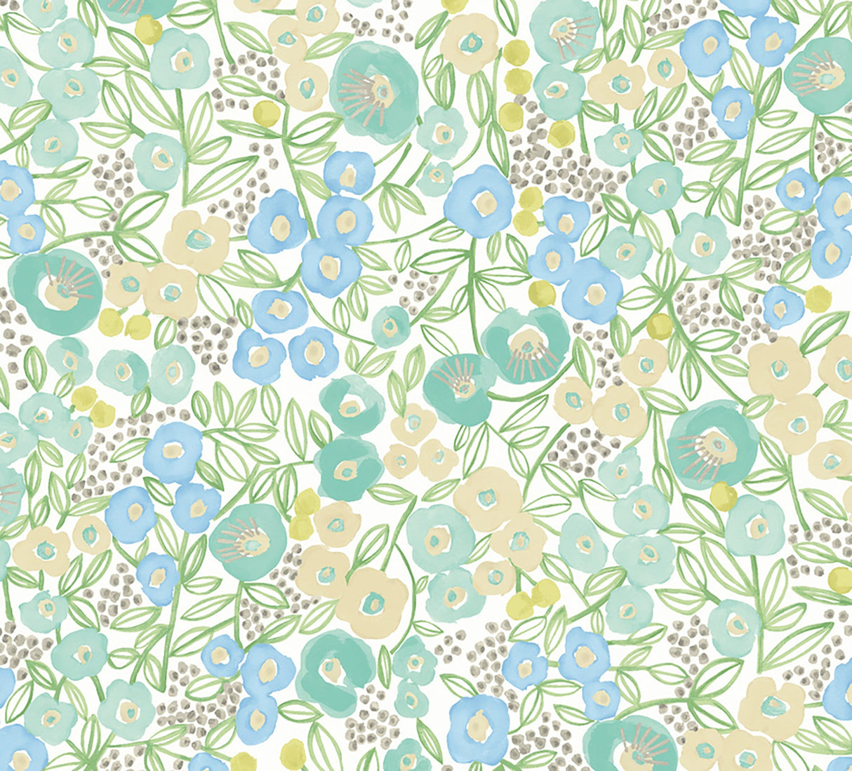 ohpopsi GHS50119W Flora Teal Garden Wallpaper