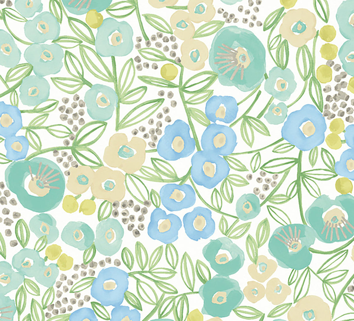 ohpopsi GHS50119W Flora Teal Garden Wallpaper