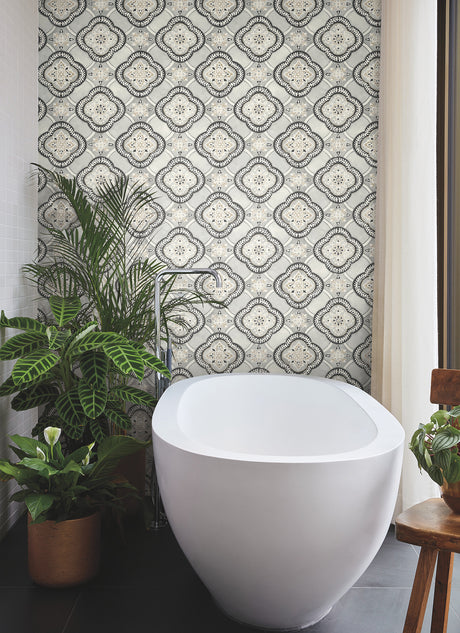 York GO8213 Garden Trellis Onyx Wallpaper