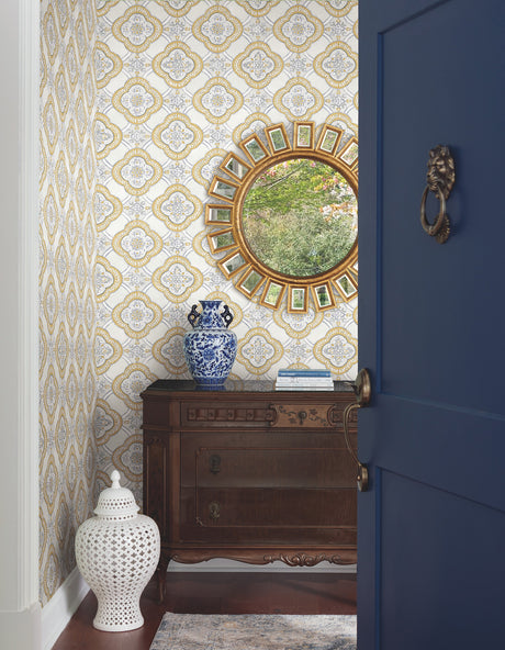 York GO8215 Garden Trellis Ochre Wallpaper