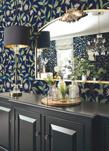 York GO8251 Jasmine Blue Metallic Wallpaper