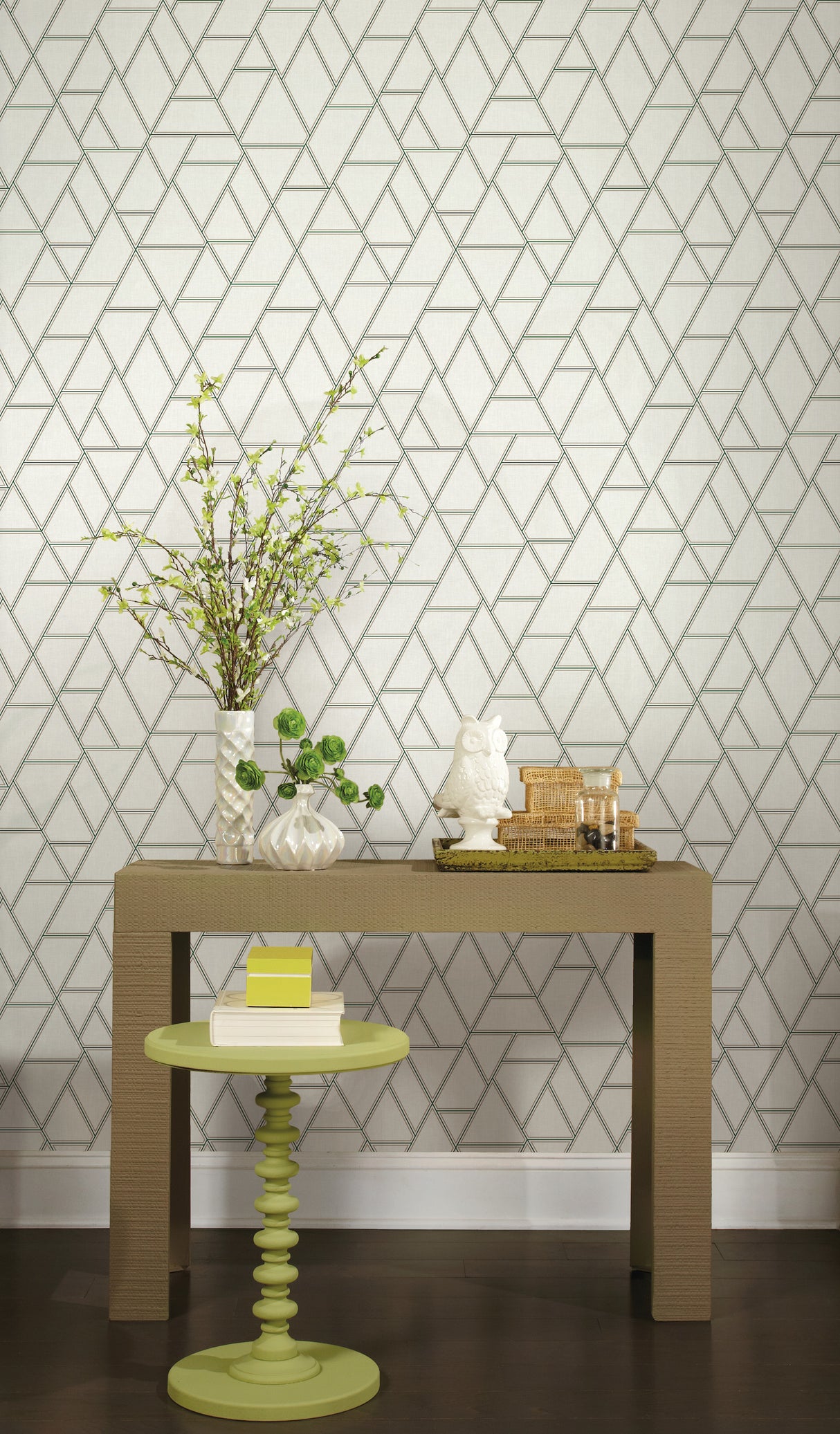 York GR5912 Pathways White & Green Wallpaper