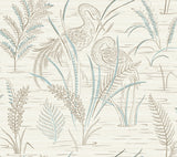 York GR5951 Fernwater Cranes Brown & Blue Wallpaper