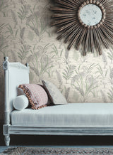 York GR5952 Fernwater Cranes Black & Green Wallpaper