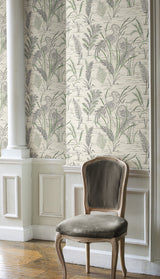 York GR5952 Fernwater Cranes Black & Green Wallpaper