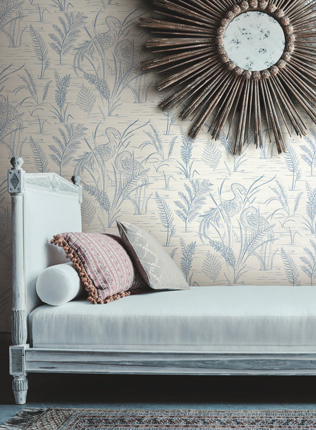 York GR5954 Fernwater Cranes Blue Wallpaper