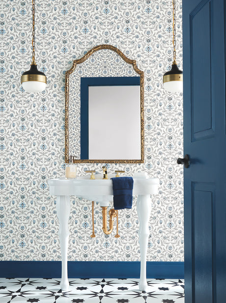 York GR5981 Vintage Blooms Blue Wallpaper