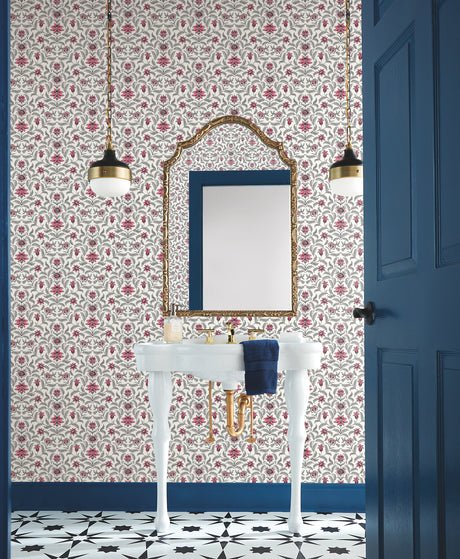 York GR5982 Vintage Blooms Red Wallpaper