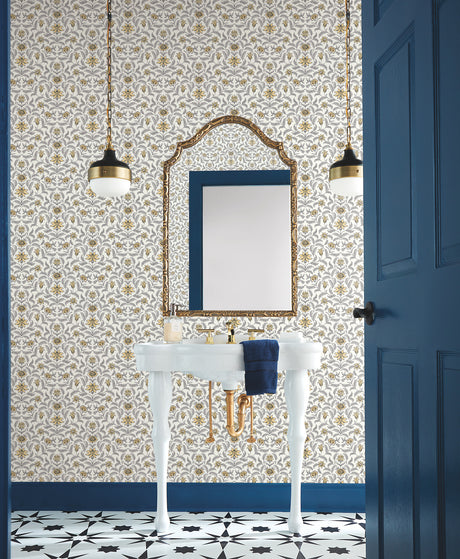 York GR5983 Vintage Blooms Yellow Wallpaper