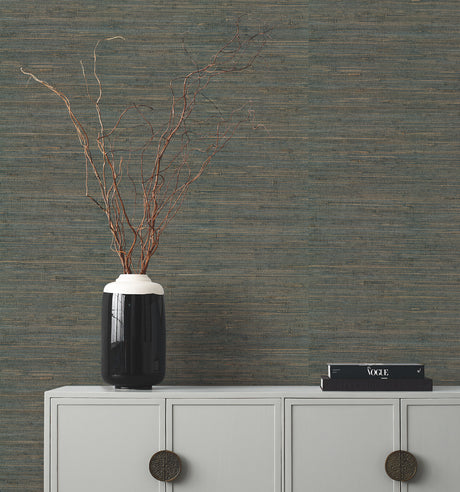 York GV0234 Knotted Grass Dark Teal Wallpaper