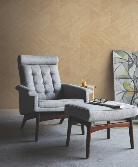 York GV0244 Interlocking Wood Oak Wallpaper
