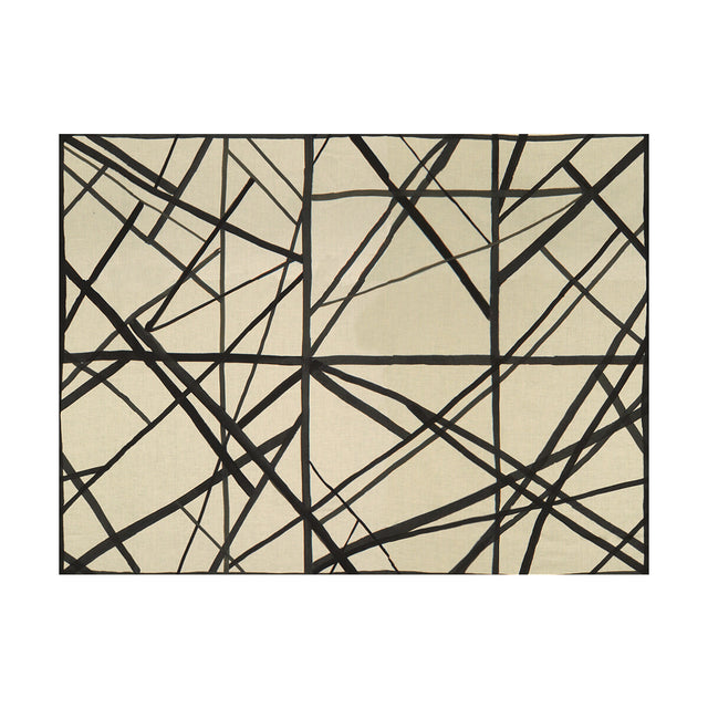 LEE JOFA MODERN GWF-3101.816.0 CHANNELS EBONY/IVORY Fabric - Eade's Wallpaper