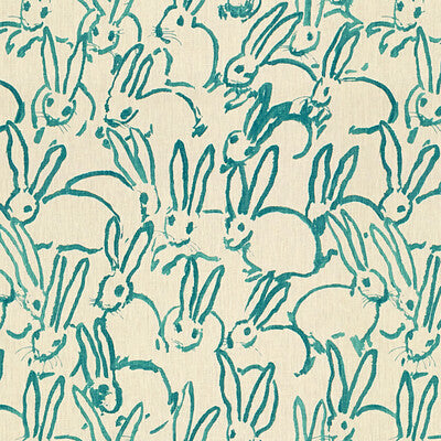 LEE JOFA MODERN GWF-3523.13.0 HUTCH PRINT TURQUOISE Fabric - Eade's Wallpaper
