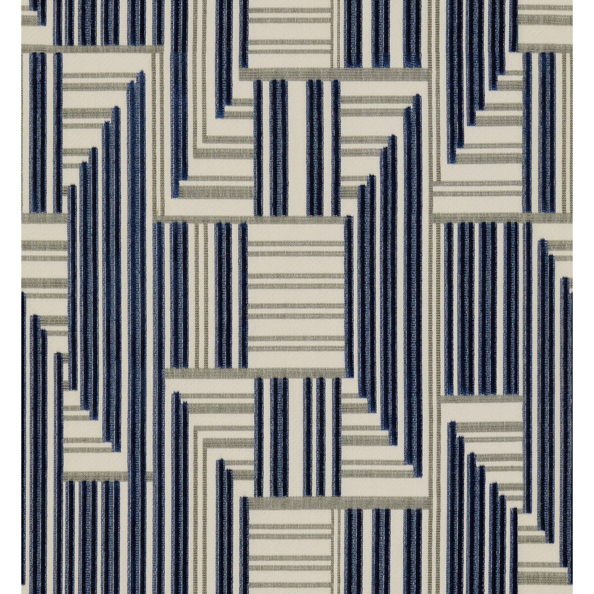 LEE JOFA MODERN GWF-3710.1150.0 CUBOID VELVET NAVY/GREY Fabric - Eade's Wallpaper